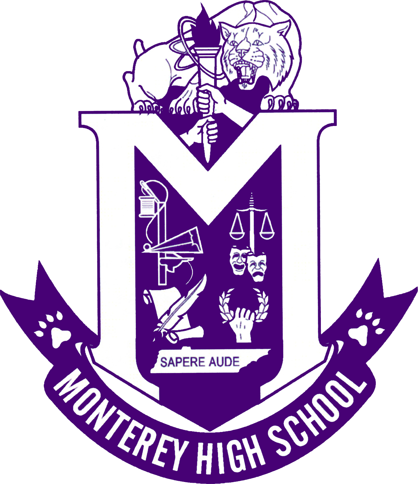 The Wildcat Crest. Sapere Aude (a Latin phrase meaning "Dare to know"), Monterey High School.